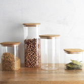 Ecology 4 Piece Ecology Pantry Square Glass Canister with Bamboo Lid Set