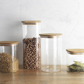 Ecology 4 Piece Ecology Pantry Square Glass Canister with Bamboo Lid Set