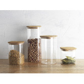 Ecology 4 Piece Ecology Pantry Square Glass Canister with Bamboo Lid Set