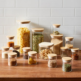 Ecology 4 Piece Ecology Pantry Square Glass Canister with Bamboo Lid Set