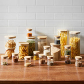 Ecology 4 Piece Ecology Pantry Square Glass Canister with Bamboo Lid Set