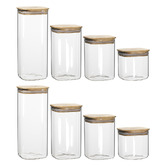 Ecology 8 Piece Ecology Pantry Square Glass Canister with Bamboo Lid Set