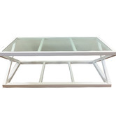 Hamilton Furniture White Valencia Birch Wood &amp; Glass Coffee Table