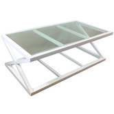 Hamilton Furniture White Valencia Birch Wood &amp; Glass Coffee Table