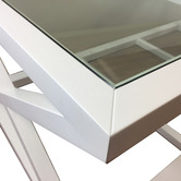 Hamilton Furniture White Valencia Birch Wood &amp; Glass Coffee Table