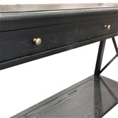 Hamilton Furniture X-Brace 3 Drawer Oak Wood Console Table