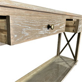 Hamilton Furniture X-Brace 3 Drawer Oak Wood Console Table
