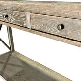 Hamilton Furniture X-Brace 3 Drawer Oak Wood Console Table