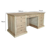 Hamilton Furniture Bettina 7 Drawer Oak Wood Executive Desk