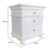 Hamilton Furniture White Flordeliz 3 Drawer Bedside Table