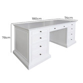 Hamilton Furniture White Bettina 7 Drawer Executive Desk