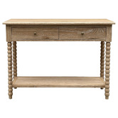 Hamilton Furniture Whitewashed Oak Bobbin Console Table