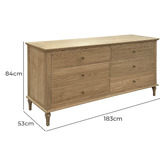 Hamilton Furniture Emmerson Oak Wood 6 Drawer Chest