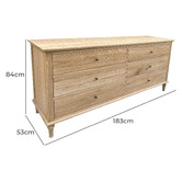 Hamilton Furniture Emmerson Oak Wood 6 Drawer Chest