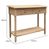 Hamilton Furniture Whitewashed Oak Bobbin Console Table