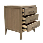 Hamilton Furniture Blanchard Oak Wood 3 Drawer Bedside Table