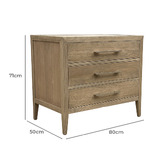 Hamilton Furniture Blanchard Oak Wood 3 Drawer Bedside Table