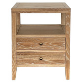 Hamilton Furniture Hiraya Oak Wood 2 Drawer Bedside Table