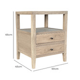 Hamilton Furniture Hiraya Oak Wood 2 Drawer Bedside Table
