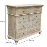 Hamilton Furniture Andrei Oak Wood 4 Drawer Chest