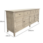 Hamilton Furniture Natural Adrienne 4 Door Oak Wood Sideboard