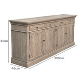 Hamilton Furniture Denise 4 Door Oak Wood Sideboard