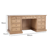 Hamilton Furniture Bettina 7 Drawer Oak Wood Executive Desk
