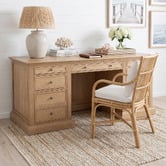 Hamilton Furniture Bettina 7 Drawer Oak Wood Executive Desk