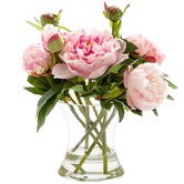 Bayview Living 30cm Faux Peony with Glass Vase