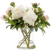 Bayview Living 30cm Faux Peony with Glass Vase