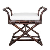 Bayview Living Brown Bahamas Rattan Stool with Cushion