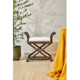 Bayview Living Brown Bahamas Rattan Stool with Cushion