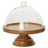 Bayview Living Alicia 31cm Mango Wood &amp; Glass Cloche