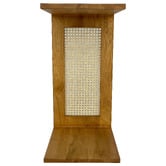Bayview Living Ollie C-Shaped Oak Wood &amp; Rattan Side Table