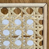 Bayview Living Ollie C-Shaped Oak Wood &amp; Rattan Side Table