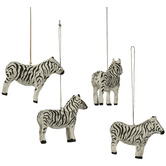 Bayview Living Zebra Cotton Mache Hanging Christmas Tree Ornaments
