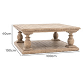 Bayview Living Noelia Pine Wood Coffee Table