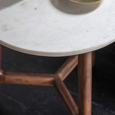 Bayview Living Buena Marble &amp; Acacia Wood Side Table