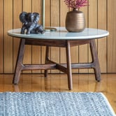 Bayview Living Buena Marble &amp; Acacia Wood Coffee Table