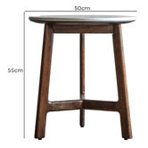Bayview Living Buena Marble &amp; Acacia Wood Side Table