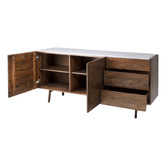 Bayview Living Beckett Acacia Wood &amp; Marble Sideboard Buffet