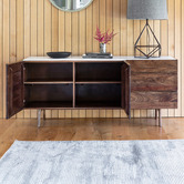 Bayview Living Beckett Acacia Wood &amp; Marble Sideboard Buffet