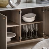 Bayview Living Merlin  3 Door Mango Wood &amp; Marble Sideboard Buffet