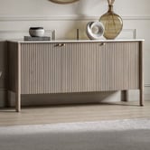 Bayview Living Merlin  3 Door Mango Wood &amp; Marble Sideboard Buffet