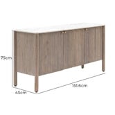 Bayview Living Merlin  3 Door Mango Wood &amp; Marble Sideboard Buffet