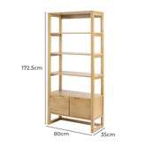 Bayview Living Olwen 4 Tier 2 Door Oak Wood Shelving Unit