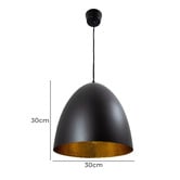 Bayview Living Egg Ceiling Light in Black with Beaten Brass Finish