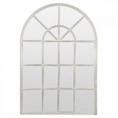 Bayview Living White Arched Iron Wall Mirror with Panes