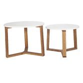 Bayview Living 2 Piece Olwen Oak Wood Nesting Side Table Set
