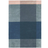 Ted Baker Blue Plaid Hand-Tufted Wool Rug